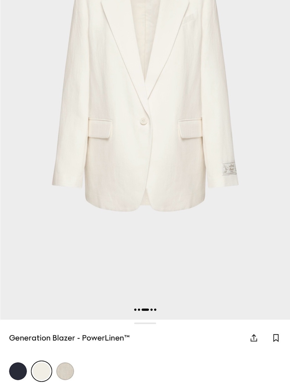 Aritzia Ivory Single-Button PowerLinen Blazer